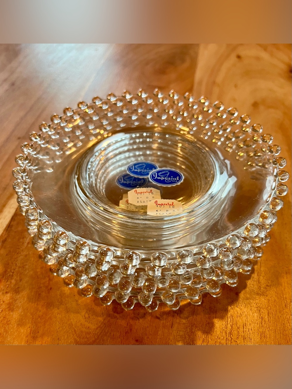 Imperial Glass Clear Hobnail Glass Bread and Butter Plates - set of six